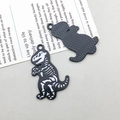 Black and white enamel T-Rex skeleton charm in zinc alloy for DIY jewelry crafting - Enamel Dinosaur Skeleton Style (18104) / 1 Piece (21x34mm) / Black