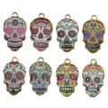 Bunte mexikanische Totenkopf-Anhänger aus Emaille für DIY-Schmuckherstellung - Gemischte Muster