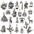 Set of 20 antique silver Christmas charms including Santa and snowman for DIY jewelry - Mix 20Pcs Christmas Series-SN04