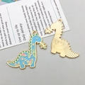 Cute sky blue dinosaur enamel charm with floral pattern and golden metal finish - Blue Floral Dinosaur Style (18105) / 1 Piece/Pack (33x32mm) / Blue