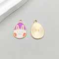 Colorful Easter egg pendant with purple bunny face enamel design and gold texture - White Rabbit Expression Style