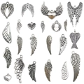 Collection of 20 vintage silver alloy wing pendants for DIY jewelry making - Mixed Wing Series (SN13)