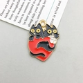 Enamel black and white cat heart pendant with gold plating for DIY jewelry making - Two Cats on Heart (18084) / 18*24mm