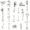 20-piece set of antique silver alloy tool pendants including wrenches, saws and hammers - Mixed 20pcs Antique Silver Tool Series (SN14)