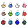 Set of 12 colorful rhodium plated alloy rhinestone charms for DIY jewelry making - Mixed Colors (SN574)