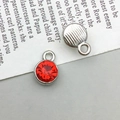 Silver alloy pendant with sparkling red gemstone and vertical textured back for DIY jewelry - Silver July Style (13499)