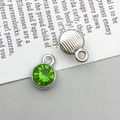 Silver alloy star stone pendant with grass green crystal inlay for DIY jewelry making - Silver August Style (13500)