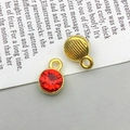 Antique gold finish pendant with red crystal stone and textured metal back DIY accessory - July - Dark Red