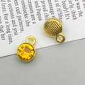 Golden alloy circle pendant with yellow crystal for DIY jewelry making - November-Yellow