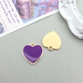 Purple enamel heart pendant with golden textured back for DIY jewelry making - Purple Enamel Heart Style (17545)