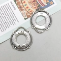 Pendentif bouée de sauvetage en alliage argenté avec gravure et texture corde - Style de bouée de sauvetage nautique (3750)-Répéter / 2.2*2.4mm