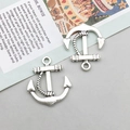 Pendentifs ancre en argent antique avec détail de corde pour création de bijoux - Style d'ancre (3837) / 20*22mm