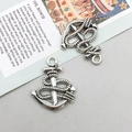 Pendentif ancre nautique en alliage argenté vintage avec corde pour bijoux DIY - Style d'ancre (4018) / 19*23mm