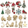 Set di 21 ciondoli natalizi festivi tra cui Babbo Natale e pendenti in lega dorata - 混KC金+滴油圣诞节款式(SN595)