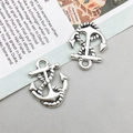 Pendentifs ancre en argent antique avec texture de corde pour bijoux DIY - Petit style d'ancre (4172) / 13*17mm