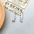 Pair of vintage silver alloy trumpet pendants with polished finish for DIY jewelry - Antique Silver Trumpet Style