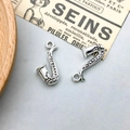 Antique silver plated saxophone musical instrument charms for DIY jewelry making sets - Antique Silver Saxophone Style