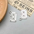 Antique silver alloy cassette tape charm for DIY jewelry making music theme - Antique Silver Tape Style