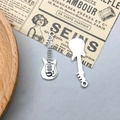 Antique silver electric guitar pendant charms with detailed strings for DIY jewelry making - Antique Silver Guitar Style Three