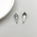 Antique silver bird skull pendant charm for DIY jewelry making with ornate carving - Antique Silver Bird Skull Head (15553)