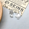 Pair of vintage silver alloy french horn pendants for DIY jewelry making accessories - Antique Silver Trumpet Style Two