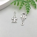 Antique silver alloy wine bottle and goblet charms for DIY jewelry making - Textured Wine Cup Style (10566)