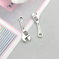 Pair of antique silver alloy wrench pendants for DIY jewelry making and keychains - Antique Silver Wrench (5274)