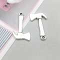 Silver alloy tool charms featuring axe and hammer designs for DIY jewelry making - Antique Silver Ax (8520)