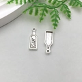 Antique silver gin bottle alloy charms for jewelry making with hanging loop detail - Red Wine Bottle Style (11324)