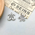 Silver lyre harp pendants in hollow design with hanging rings for DIY jewelry - Antique Silver Lyre Style