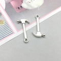 Antique silver alloy hammer pendant charm for DIY jewelry making and keychain accessories - Antique Silver Hammer (8521)