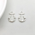 Set of two polished silver alloy anchor pendants with nautical design for jewelry making - Small Anchor (14*22mm-2983)