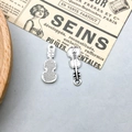 Antique silver violin charms for jewelry making with detailed front and textured back - Antique Silver Guitar Style Four
