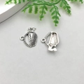 Antique silver wine cup charm with WINE engraving and vintage alloy finish for DIY jewelry - WINE Basket Style (12142)