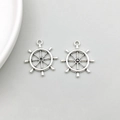Antique silver ship wheel charms set of two for DIY jewelry and necklace pendants - Anchor (25*28mm-3272)