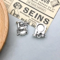 Antique silver drum set alloy pendant for DIY jewelry making music accessories - Antique Silver Drum Style
