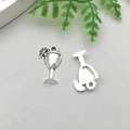 Antique silver wine glass charm with lemon slice for DIY cocktail jewelry making - Lemon Wine Glass Style (12143)