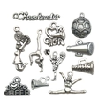 Set di ciondoli ginnastica e cheerleading in argento antico per gioielli fai-da-te - Serie Sportiva Argento Antico Misto 22 Pezzi