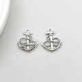 Pair of antique silver anchor pendants with nautical rope details for DIY jewelry - Anchor (19*23mm-4018)