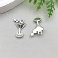 Antique silver cocktail glass charm with fruit detail for DIY jewelry making - Champagne Glass Style (12145)