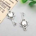 Vintage silver heart-shaped key pendant in alloy for DIY jewelry making accessories - 12x26mm / Vintage Key Style (4162)
