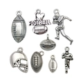Lot de 7 pendentifs football américain en argent vintage et casque pour bijoux DIY - Série de Football en Argent Antique Mixte 16 Pièces