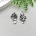 Antique silver wheat ear charm pendant for DIY jewelry making in a rustic style - Wheat Style (12146)