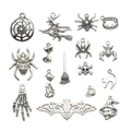 Antique silver Halloween alloy bat and spider charms collection for DIY jewelry making - Assorted Halloween Styles Set (SN35)