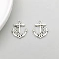 Set of two vintage silver alloy nautical anchor charms with chain details for DIY jewelry - Anchor (20*25mm-5937)