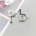 Silberner Vintage-Anhänger in Maßband-Optik für DIY-Schmuck, Vorder- und Rückseite - Antik Silber Maßband (11182)
