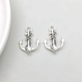 Pair of antique silver anchor pendants with rope details for DIY jewelry making - Anchor (18*28mm-6279)
