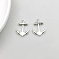 Silver-plated antique alloy ship anchor charm pendants with polished metallic finish - Medium Anchor (20*25mm-6956)