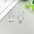 Antique silver fish charms with detailed scale textures for DIY jewelry crafting - 10*25mm / Antique Silver Ocean Fish (11239)