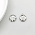 Antique silver anchor pendant with rope border for DIY nautical jewelry making - Round Hollow Anchor (18*15mm-7047)
